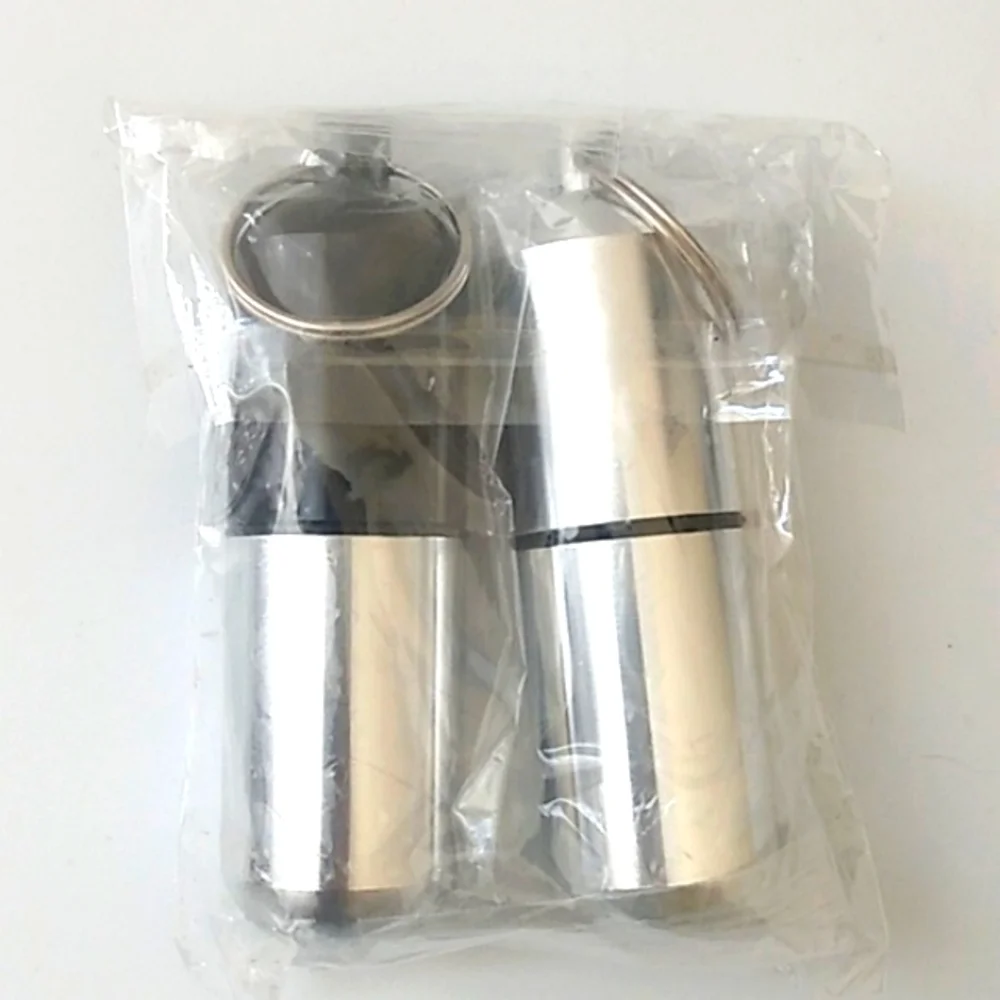 KEYCHAIN AND PILL HOLDER TRAVEL SET SILVER AND BLACK 2 PIECE SET NWT